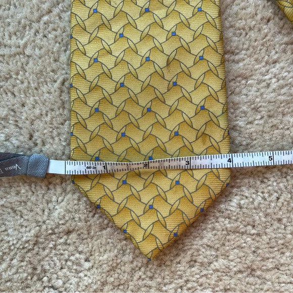 J.S. Black & Co. Men's Yellow 100% Silk Tie - Geometric - EUC - Picture 4 of 5